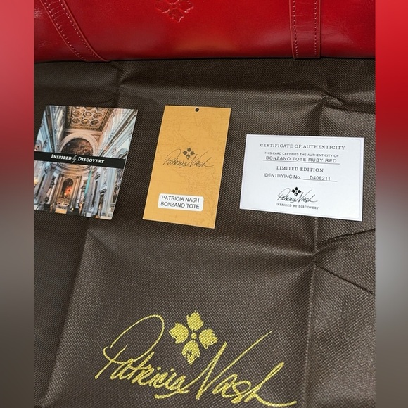 PATRICIA NASH Discovery Leather Bonzano Tote Ruby Red Large Bag AUTHENTIC NWT - Picture 9 of 14